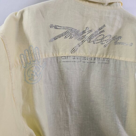 Miskeen Originals Men’s Jeweled & Embroidered Linen Short Sleeve Shirt - Size 2X - Picture 10 of 16